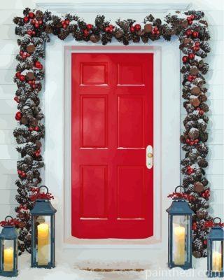 Christmas Red Door Painting By Numbers Kits