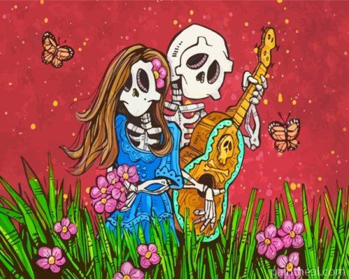 Skulls Couple Painting By Numbers Kits