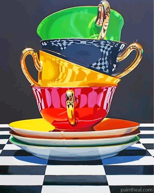 Aesthetic Teacups Painting By Numbers Kits