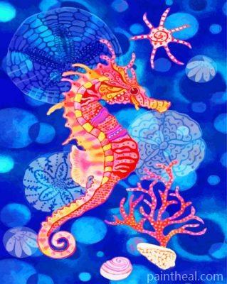 Pink Yellow Seahorse Painting By Numbers Kits