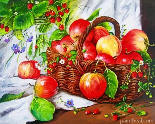 Red Apples Basket Painting By Numbers Kits