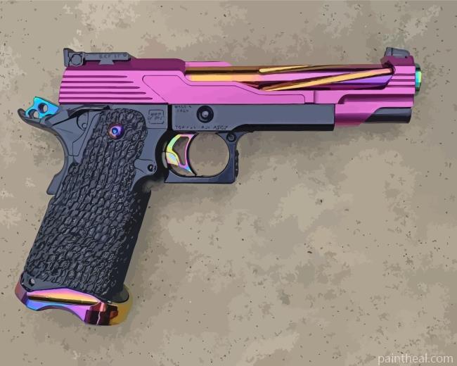Pink And Black Gun Painting By Numbers Kits