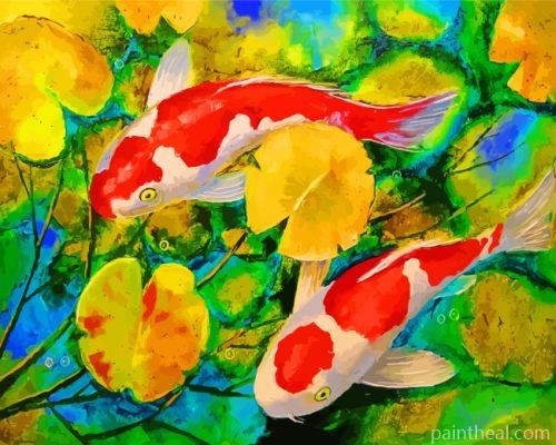 Koi Fish In Pond Painting By Numbers Kits