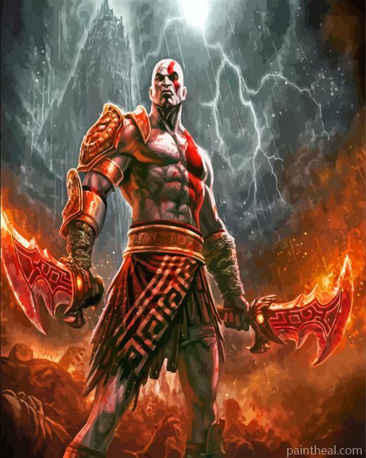 Powerful Kratos Painting By Numbers Kits