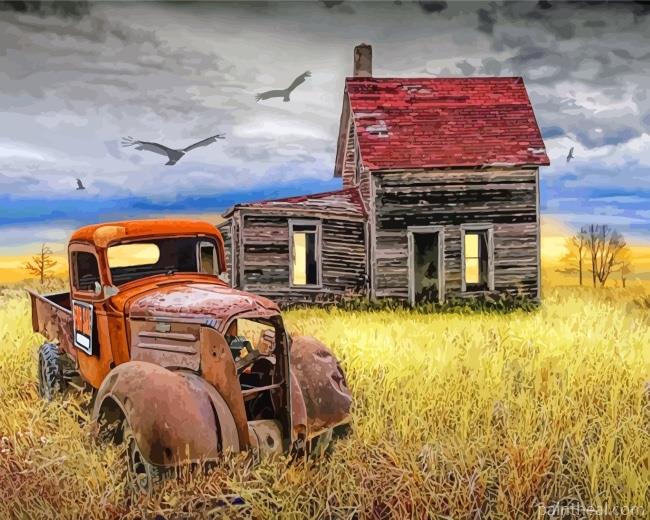 Old Rusty Pick Up Truck Painting By Numbers Kits