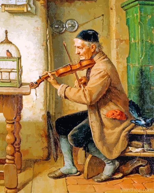 Old Violinist Man Painting By Numbers Kits