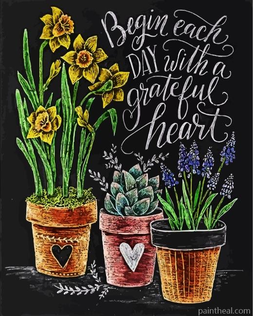 Begin Each Day With Grateful Heart Painting By Numbers Kits