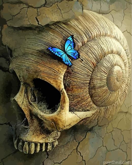 Skeleton And Blue Butterfly Painting By Numbers Kits