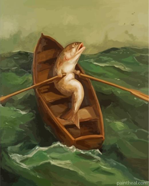 Fish Rowing A Boat Painting By Numbers Kits