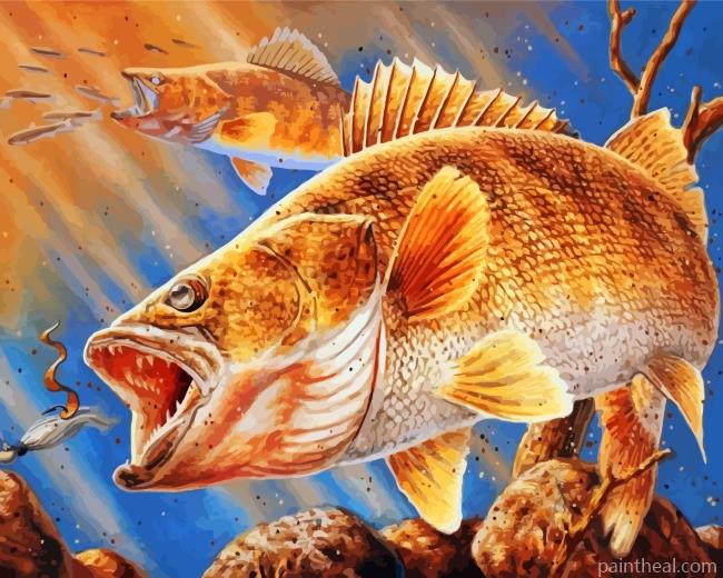 Bass Fish In Water Painting By Numbers Kits