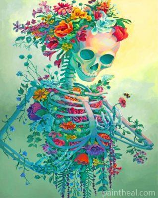 Skeleton With Flowers Painting By Numbers Kits