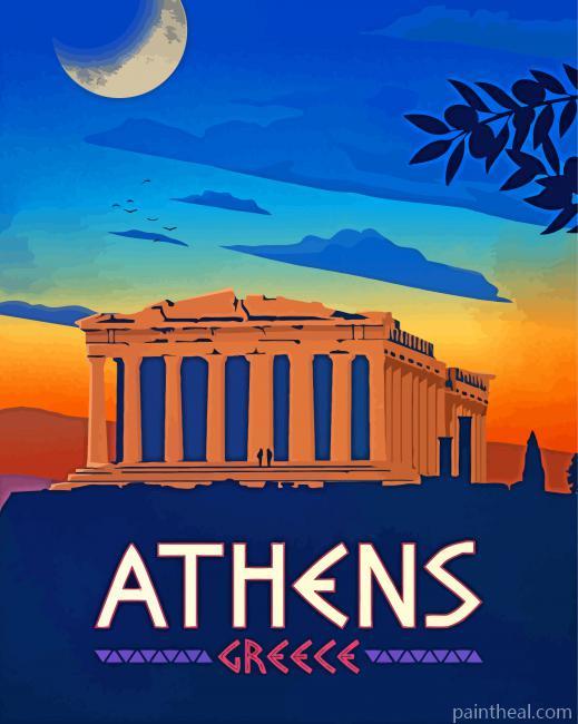 Athens Greece Poster Painting By Numbers Kits