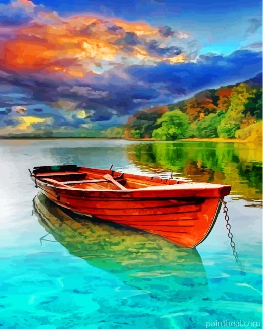 Boat On Lake Painting By Numbers Kits