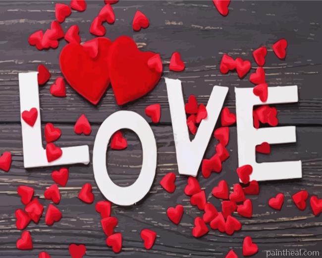 Love And Red Hearts Painting By Numbers Kits