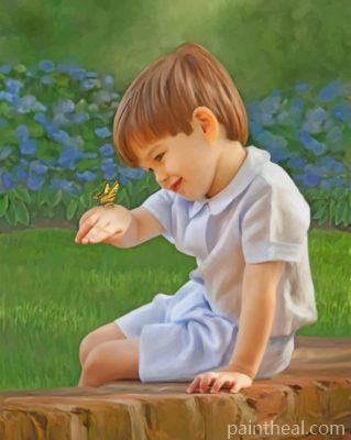 Boy And Butterfly Painting By Numbers Kits