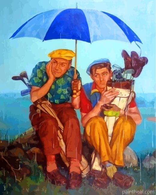 Golf Players In Rain Painting By Numbers Kits