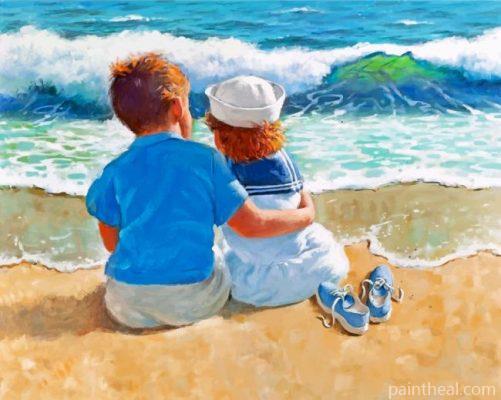 Kids In The Beach Painting By Numbers Kits
