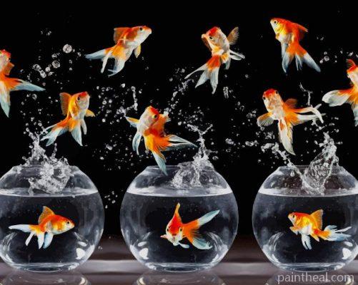 Beautiful Dancing Goldfishes Painting By Numbers Kits