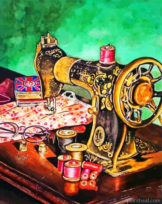 Vintage Sewing Machine Painting By Numbers Kits