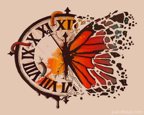 Clock Butterfly Painting By Numbers Kits