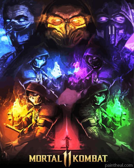 Mortal Kombat Fight Game Poster Painting By Numbers Kits