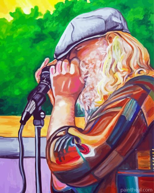 Musician Man Playing Harmonica Painting By Numbers Kits