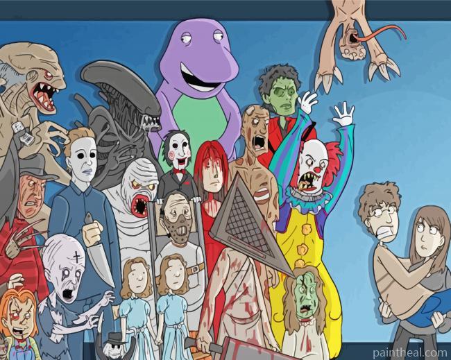 All Horror Guys Together Painting By Numbers Kits