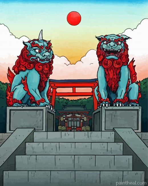 Japanese Komainu Painting By Numbers Kits