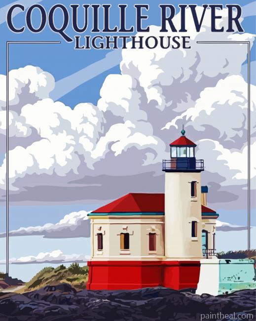 Coquille Riverside Lighthouse Poster Painting By Numbers Kits