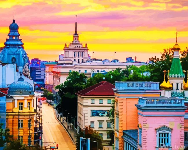 Sofia Bulgaria Sunset Painting By Numbers Kits