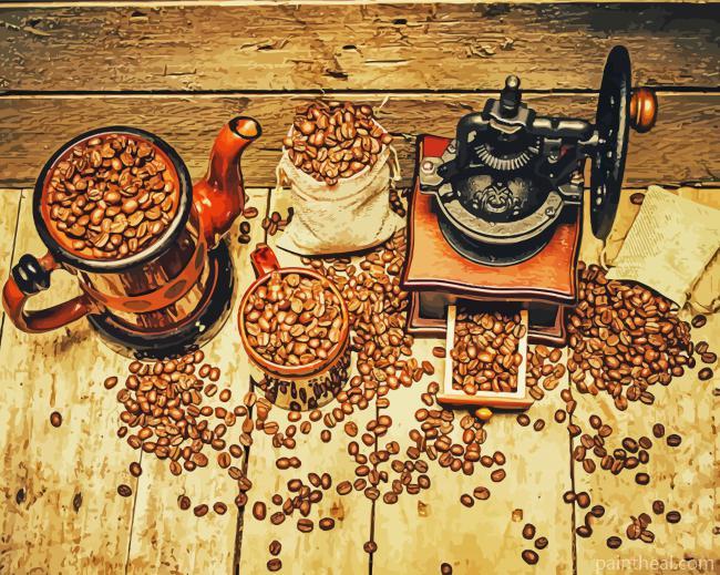 Vintage Coffee and Grinder Painting By Numbers Kits