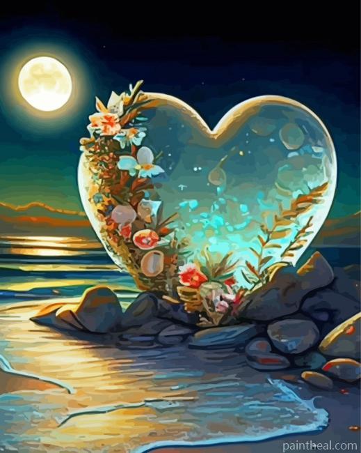 Full Moon Tropical Heart Painting By Numbers Kits