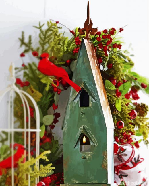 Christmas Birdhouse Painting By Numbers Kits