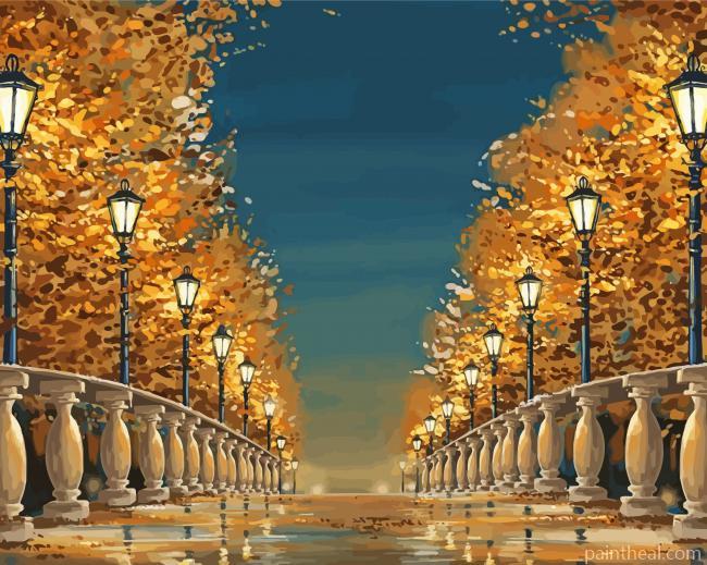 Aesthetic Lamp on A Bridge Painting By Numbers Kits