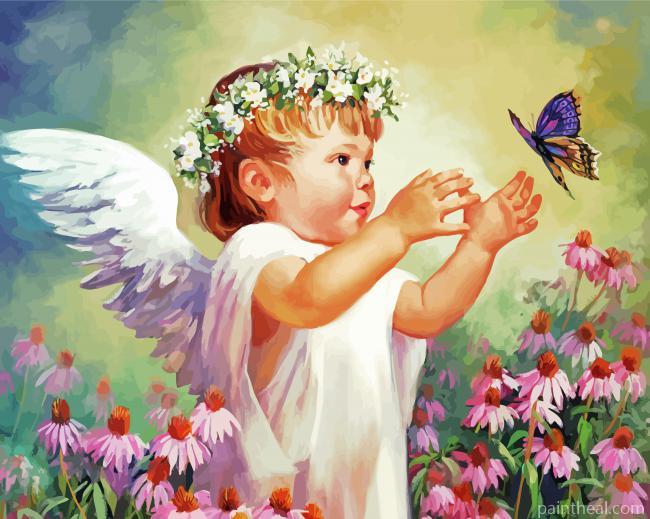 Angel With Butterflies Painting By Numbers Kits