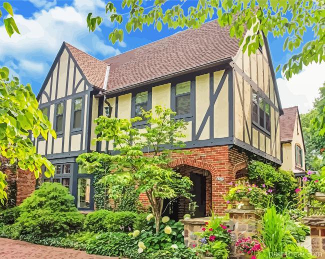 Aesthetic Tudor House Art Painting By Numbers Kits