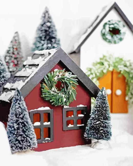Christmas Birdhouse Farm Painting By Numbers Kits