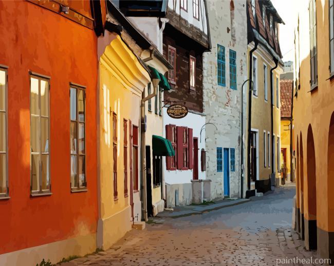 Visby Streets Painting By Numbers Kits