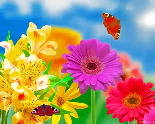 Nature Flowers And Butterflies Painting By Numbers Kits