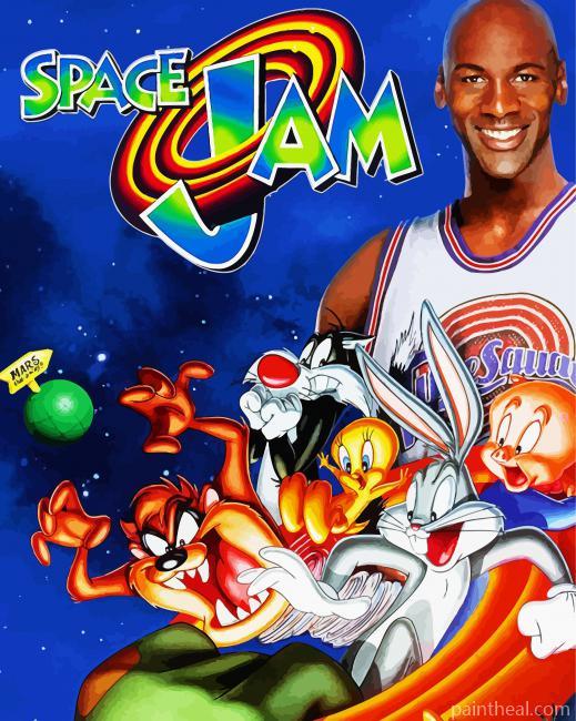 Space Jam Movie Poster Painting By Numbers Kits