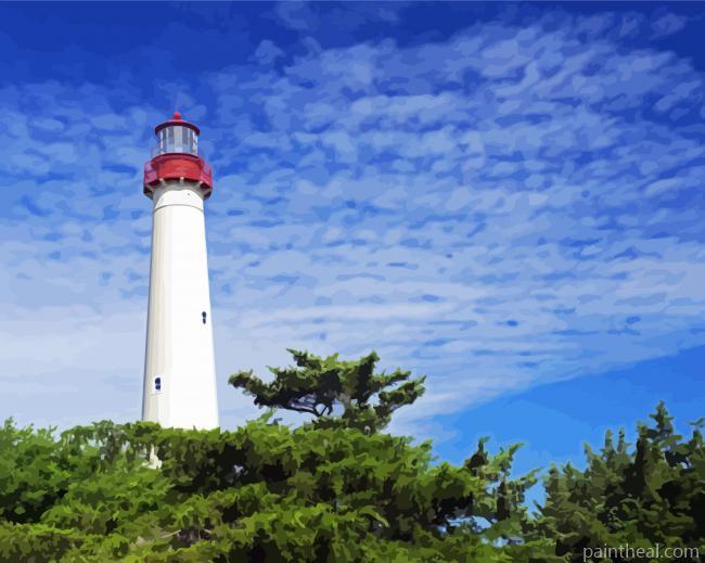 Aesthetic Cape May Lighthouse Painting By Numbers Kits