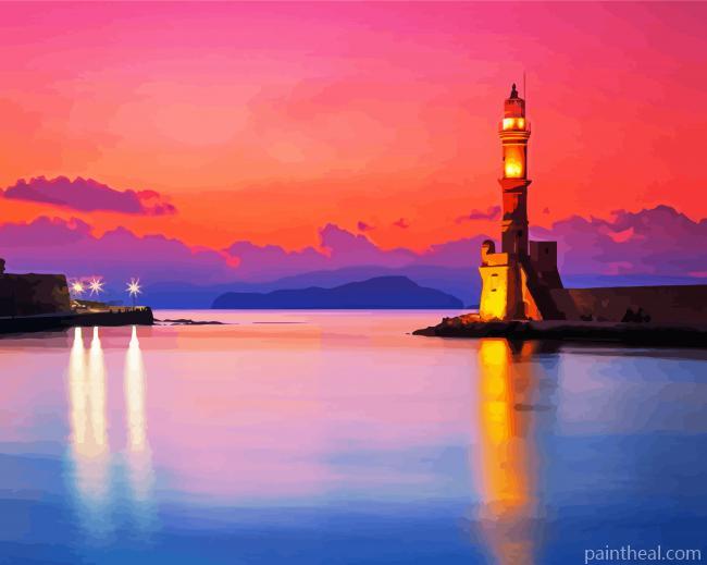 Lighthouse Of Chania Crete Painting By Numbers Kits