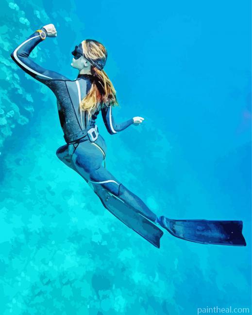 Scuba Lady Painting By Numbers Kits