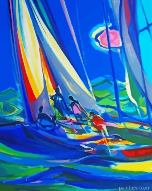 Yachtmen In The Blue Sky By Mouly Painting By Numbers Kits