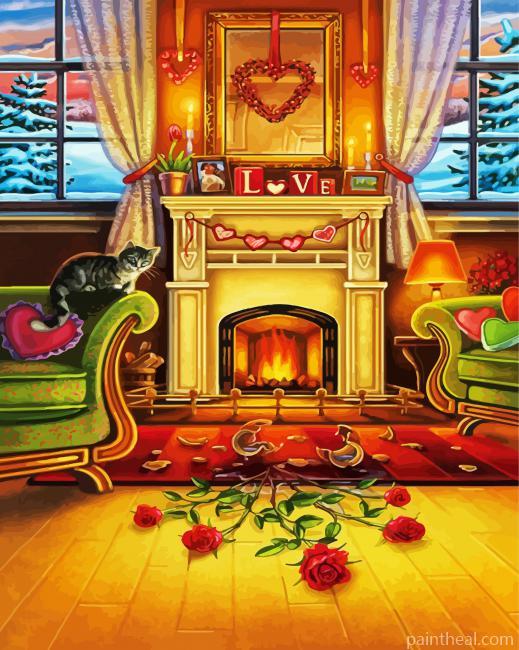 Aesthetic Fire Place Painting By Numbers Kits