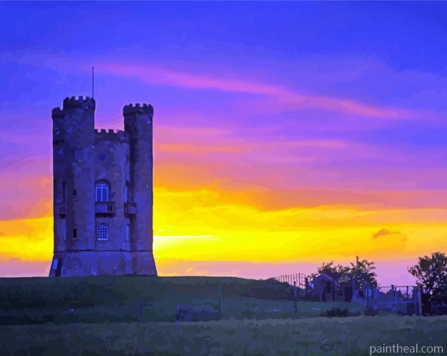 Sunset At Folly Broadway Tower Painting By Numbers Kits