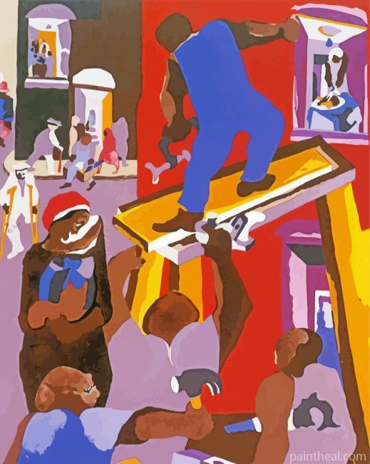 Man of a Scaffold by Jacob Lawrence Painting By Numbers Kits