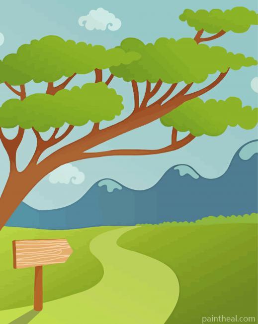 Leaning Tree Illustration Painting By Numbers Kits