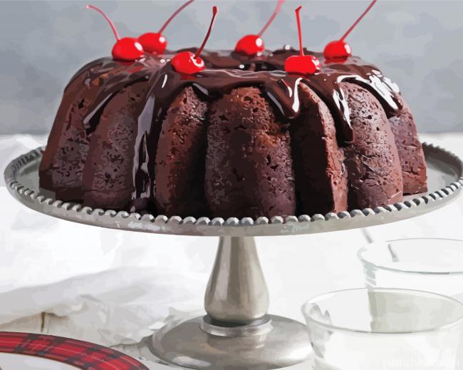 Black Cherry Chocolate Cake Painting By Numbers Kits