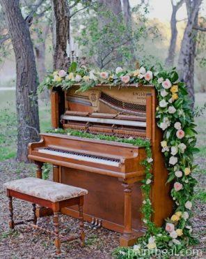Flowers Blooming Piano Painting By Numbers Kits